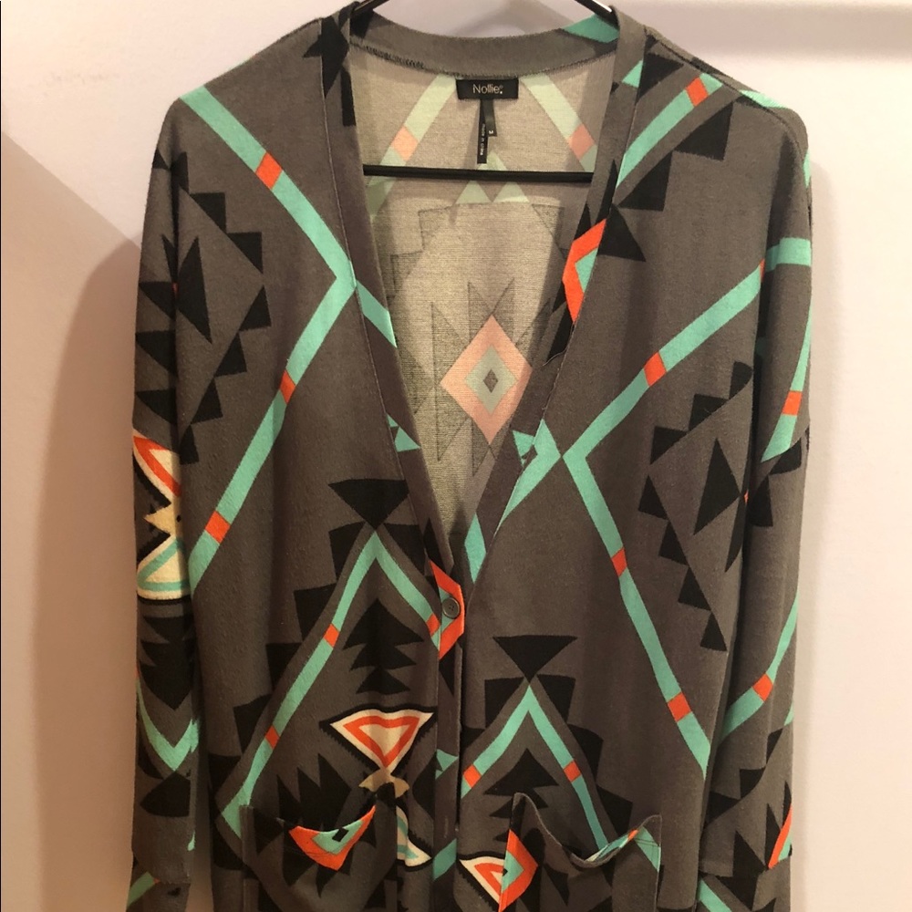 Aztec multicolor grey cardigan